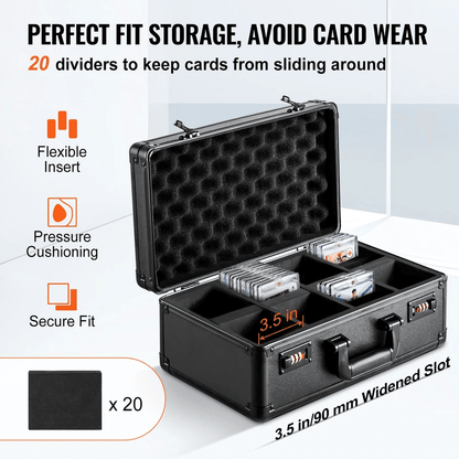 Graded Card Box High Capacity Sports Card Holder With Coded Lock Foam Dividers  Protective Aluminum 2