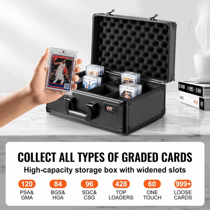 Graded Card Box High Capacity Sports Card Holder With Coded Lock Foam Dividers  Protective Aluminum 1