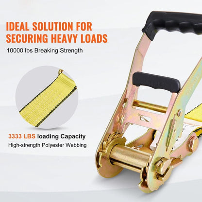 4 Pack Ratchet Tie Down Straps 10000 Lbs Breaking Strength 2 X 27 Heavy Duty Straps With Double J H 3