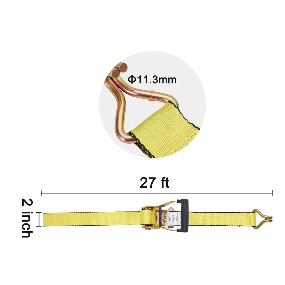 4 Pack Ratchet Tie Down Straps 10000 Lbs Breaking Strength 2 X 27 Heavy Duty Straps With Double J H 4