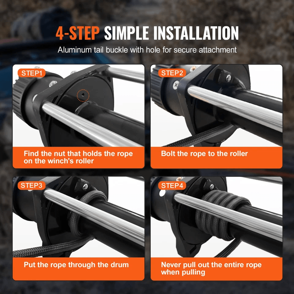 High Strength Synthetic Winch Rope ATVUTV Winch Line Cable With Ram Horn Hook  Sleeves 5