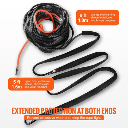High Strength Synthetic Winch Rope ATVUTV Winch Line Cable With Ram Horn Hook  Sleeves 3