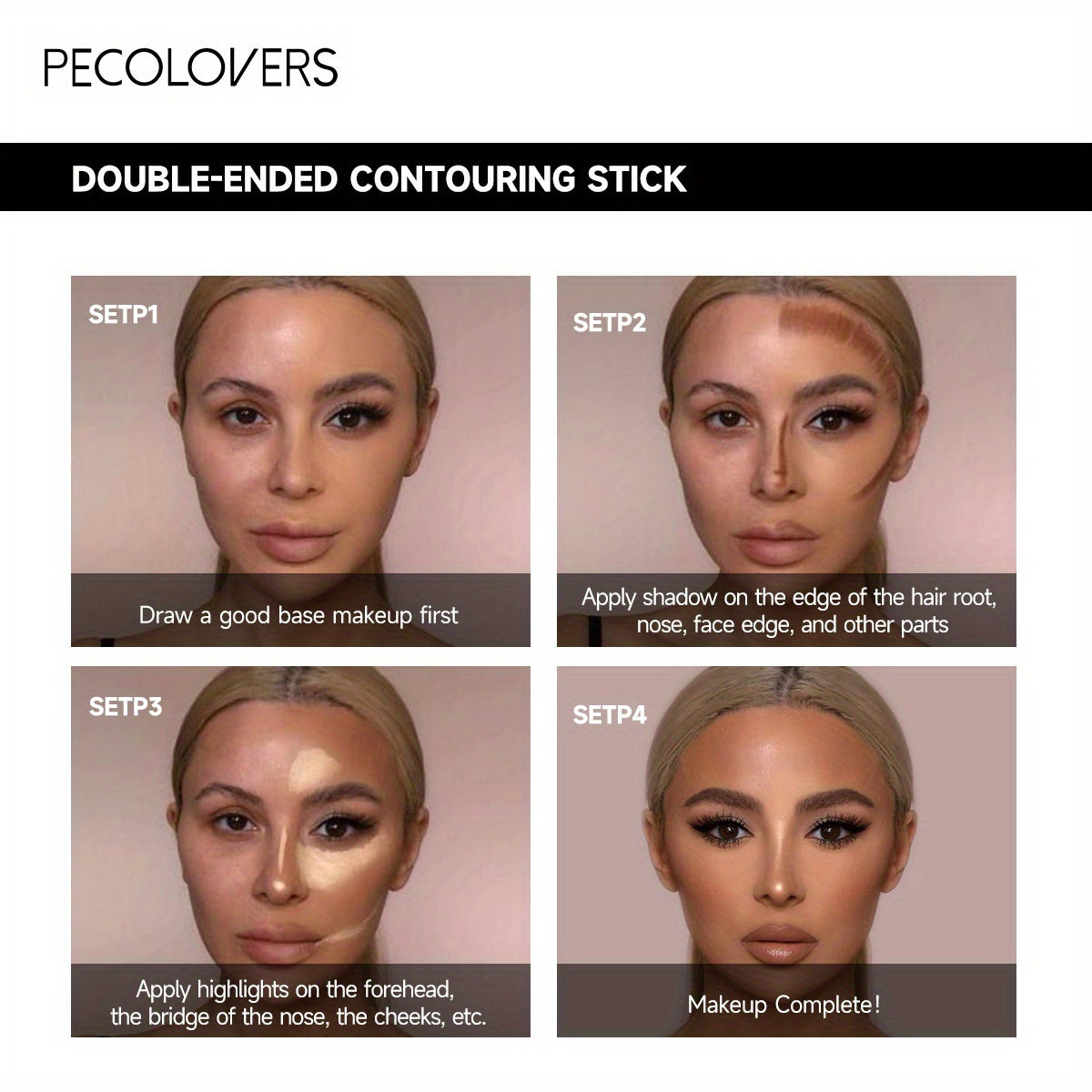 Double Headed Contouring Stick & Concealer Highlighter 3D Nose Bridge Shadow for V Face & High Nose Makeup