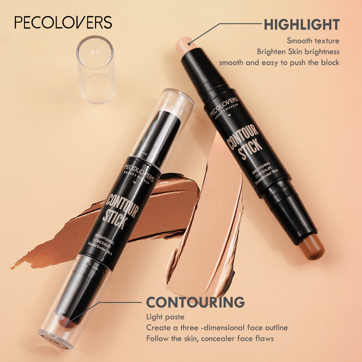 Double Headed Contouring Stick & Concealer Highlighter 3D Nose Bridge Shadow for V Face & High Nose Makeup