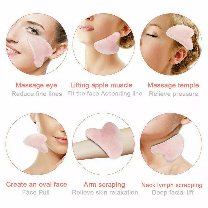 Rose Quartz Gua Sha Jade Body Guasha Board Natural Stone Facial Massage Tool For Wrinkles Puffiness 2