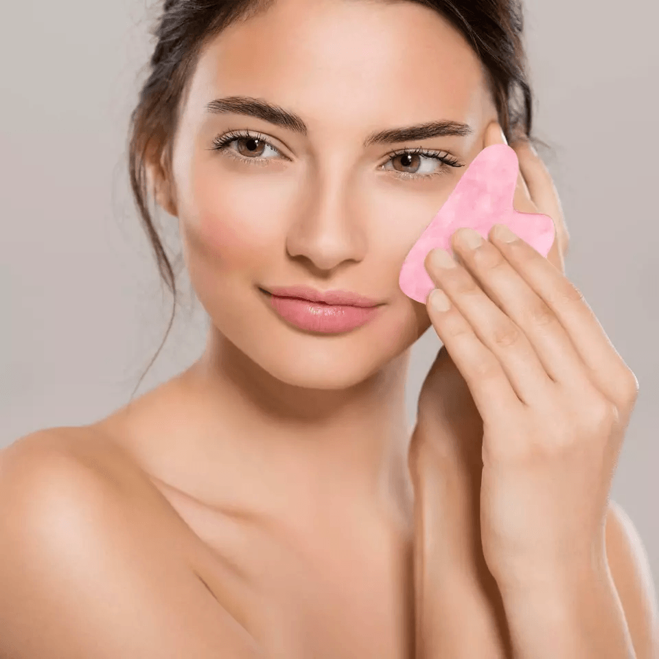 Rose Quartz Gua Sha Jade Body Guasha Board Natural Stone Facial Massage Tool For Wrinkles Puffiness 5