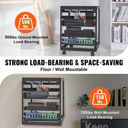 12U 4 Post Open Frame Server Rack Adjustable Depth 23 To 40 HeavyDuty Network Enclosure For AV  IT  4
