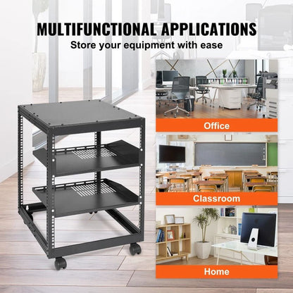 12U 4 Post Open Frame Server Rack Adjustable Depth 23 To 40 HeavyDuty Network Enclosure For AV  IT  5
