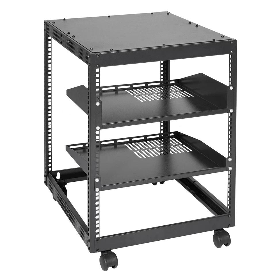 12U 4 Post Open Frame Server Rack Adjustable Depth 23 To 40 HeavyDuty Network Enclosure For AV  IT  10