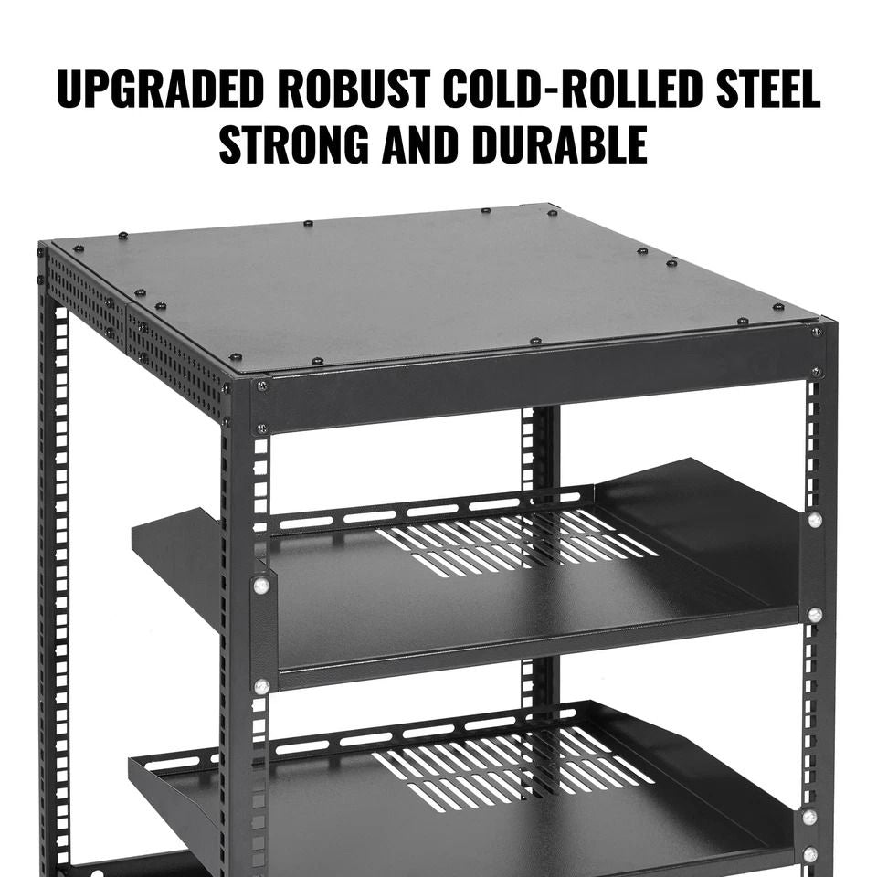12U 4 Post Open Frame Server Rack Adjustable Depth 23 To 40 HeavyDuty Network Enclosure For AV  IT  12