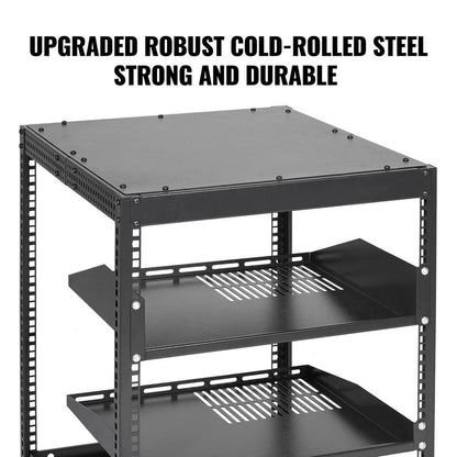 12U 4 Post Open Frame Server Rack Adjustable Depth 23 To 40 HeavyDuty Network Enclosure For AV  IT  12