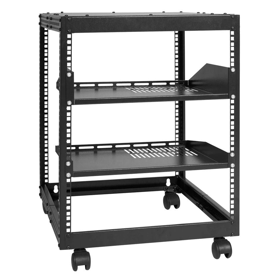 12U 4 Post Open Frame Server Rack Adjustable Depth 23 to 40 Heavy-Duty Network Enclosure for AV & IT Equipment
