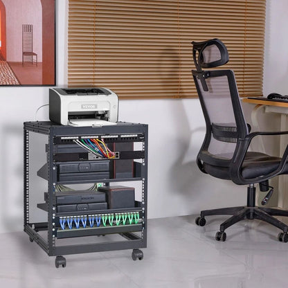 12U 4 Post Open Frame Server Rack Adjustable Depth 23 To 40 HeavyDuty Network Enclosure For AV  IT  9