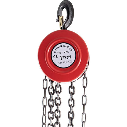 1Ton Manual Chain Hoist With 8FT Fall Chain  Red Hook HeavyDuty Puller Block For Lifting 2