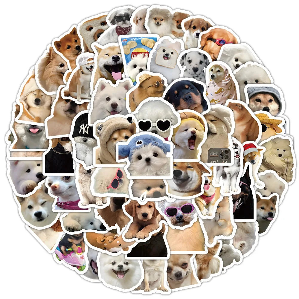 Funny Dog Stickers Pack Cute Cartoon Puppy Decals for Laptop, Phone & More