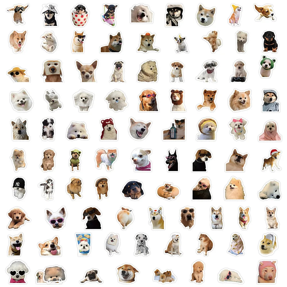 Funny Dog Stickers Pack Cute Cartoon Puppy Decals for Laptop, Phone & More