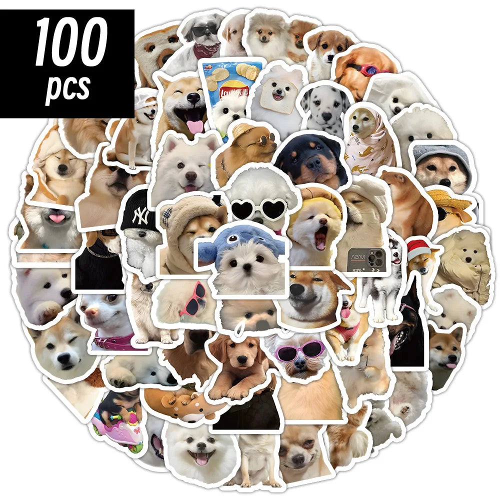 Funny Dog Stickers Pack Cute Cartoon Puppy Decals for Laptop, Phone & More