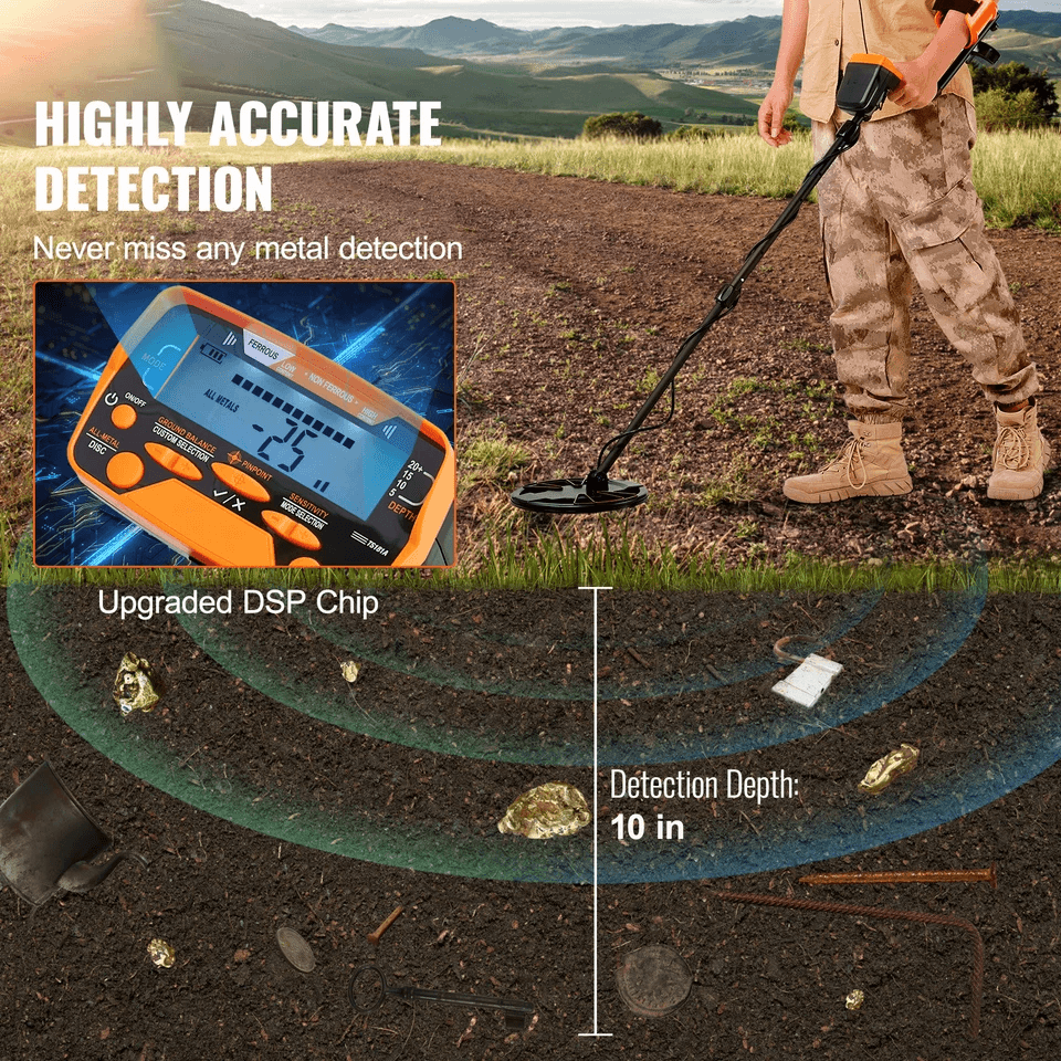 Professional LCD Metal Detector For Adults Waterproof IP68 Gold Detector With Detection Modes 1