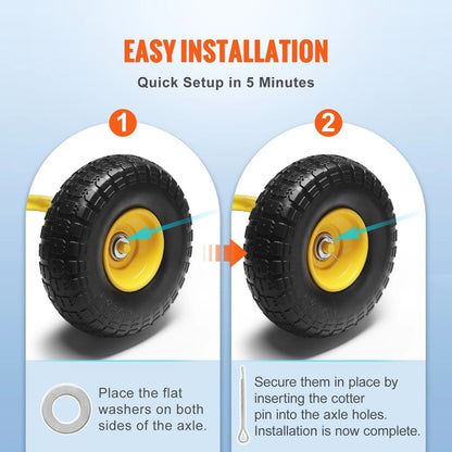 10 Solid PU RunFlat Tire Wheel  2Pack 400 Lbs Capacity FlatFree Tubeless Tire For HeavyDuty Equipme 2
