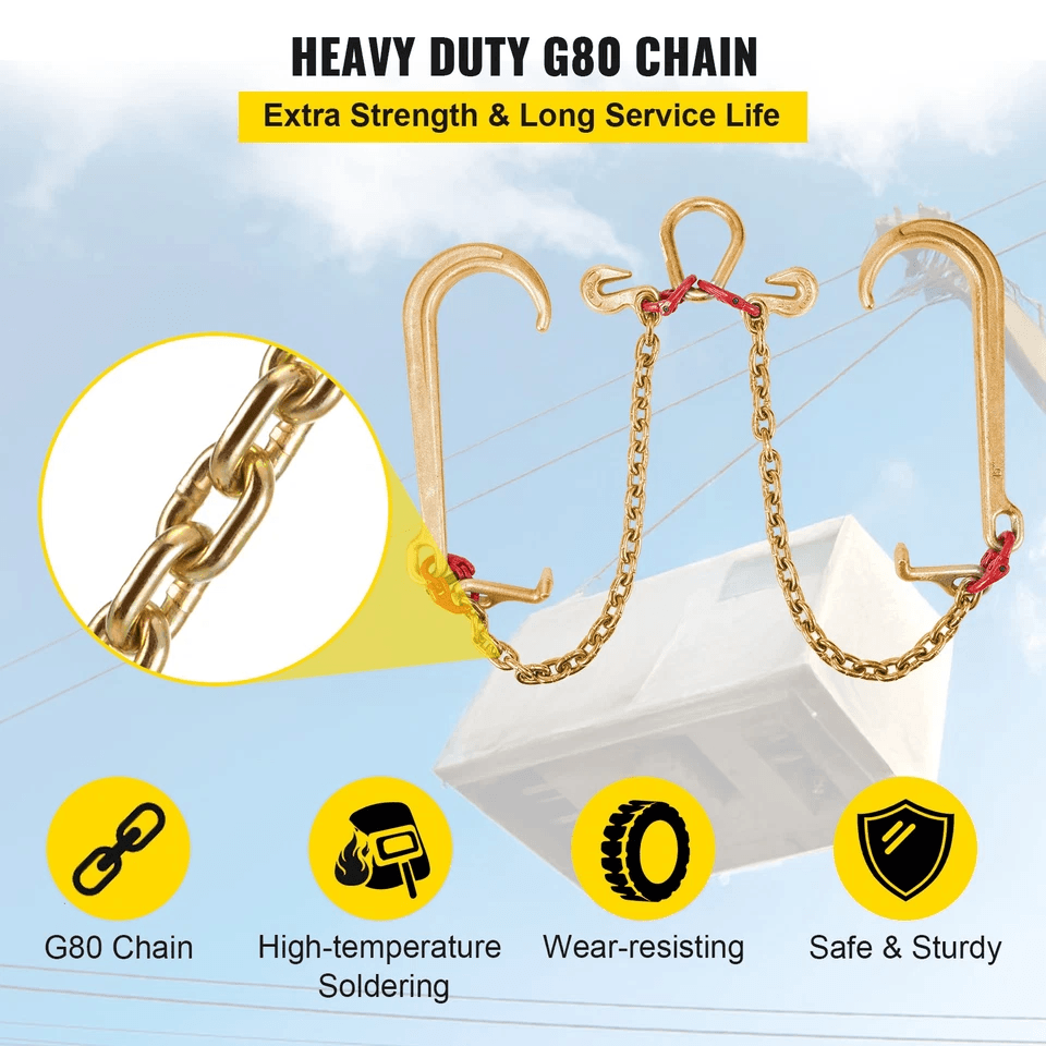 Heavy Duty Tow Chain J Hook VType Grab Hook Wrecker Truck Tie Towing Recovery Safety Chain 2