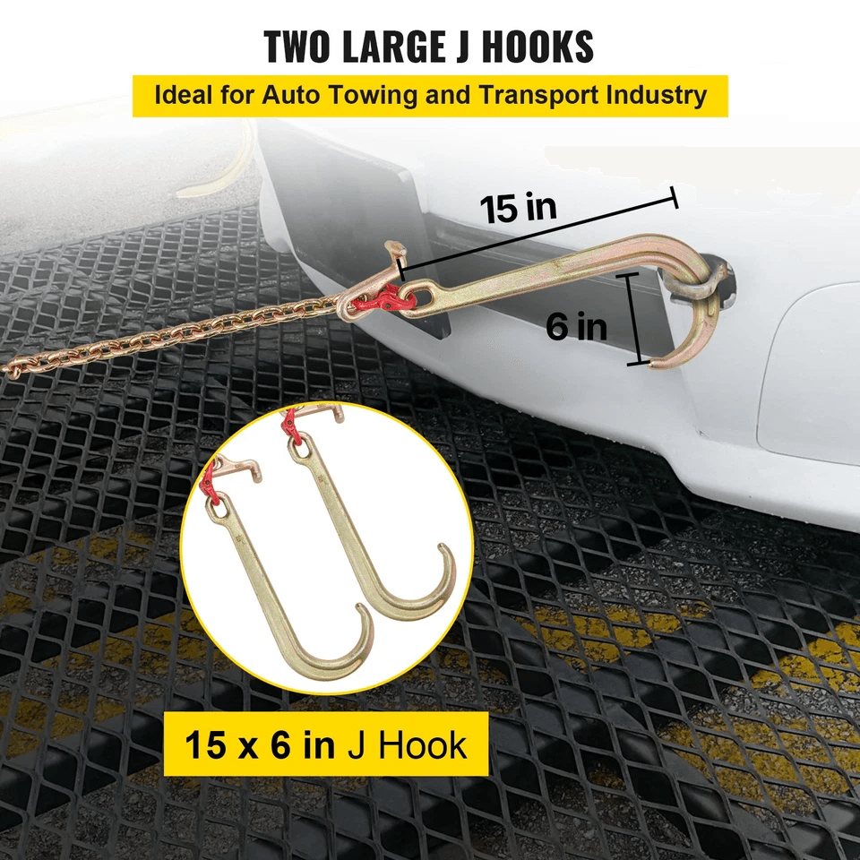 Heavy Duty Tow Chain J Hook VType Grab Hook Wrecker Truck Tie Towing Recovery Safety Chain 3