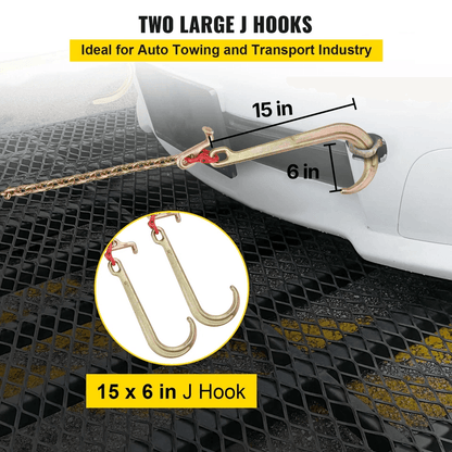 Heavy Duty Tow Chain J Hook VType Grab Hook Wrecker Truck Tie Towing Recovery Safety Chain 3