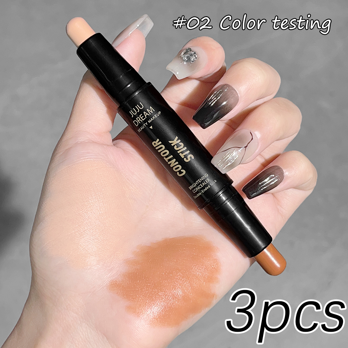 Double Ended Dual Purpose Highlighter & Contour Stick 3D Nose Shadow, Facial Sculpting, Brighten & Trim