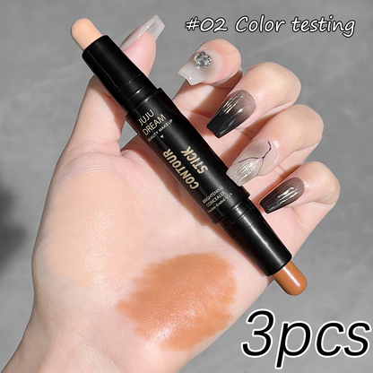 Double Ended Dual Purpose Highlighter & Contour Stick 3D Nose Shadow, Facial Sculpting, Brighten & Trim