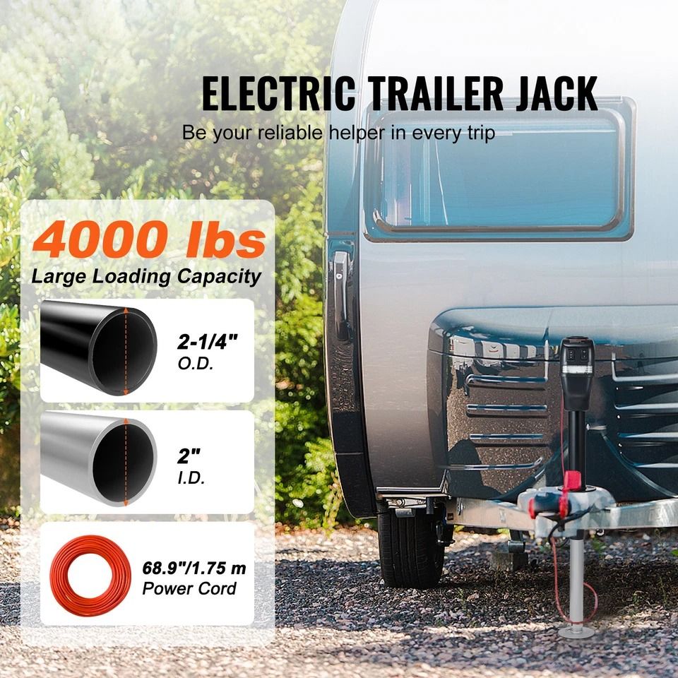 HeavyDuty 4000 Lb Power Tongue Jack Electric RV Trailer Jack With LED Light  Manual Override 5