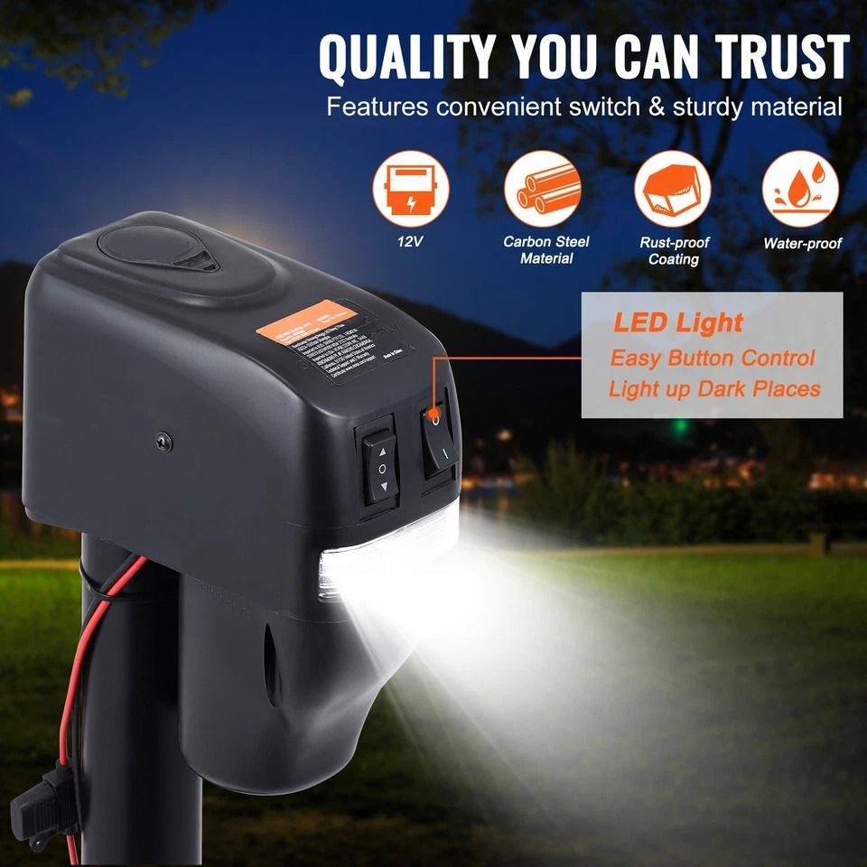 HeavyDuty 4000 Lb Power Tongue Jack Electric RV Trailer Jack With LED Light  Manual Override 2