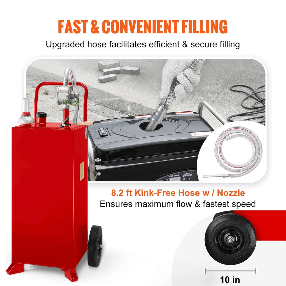 Portable Fuel Caddy Gasoline Diesel  Kerosene Storage Tank With Transfer Pump And Kink Free Hose 3