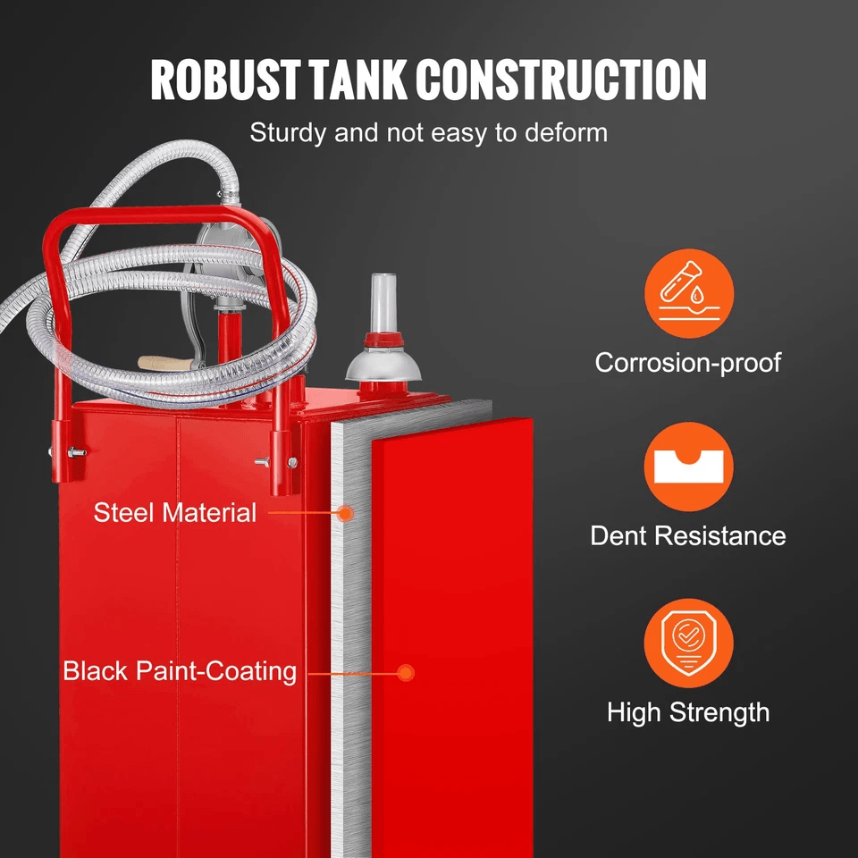 Portable Fuel Caddy Gasoline Diesel  Kerosene Storage Tank With Transfer Pump And Kink Free Hose 4