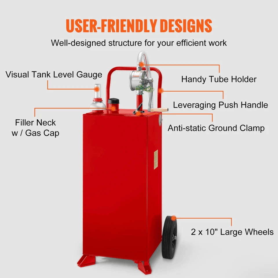 Portable Fuel Caddy Gasoline Diesel  Kerosene Storage Tank With Transfer Pump And Kink Free Hose 5