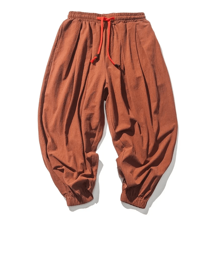 Mens UrbanEase Linen Harem Joggers  Breathable Relaxed Fit Streetwear Pants 1