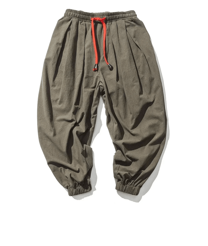 Mens UrbanEase Linen Harem Joggers  Breathable Relaxed Fit Streetwear Pants 2