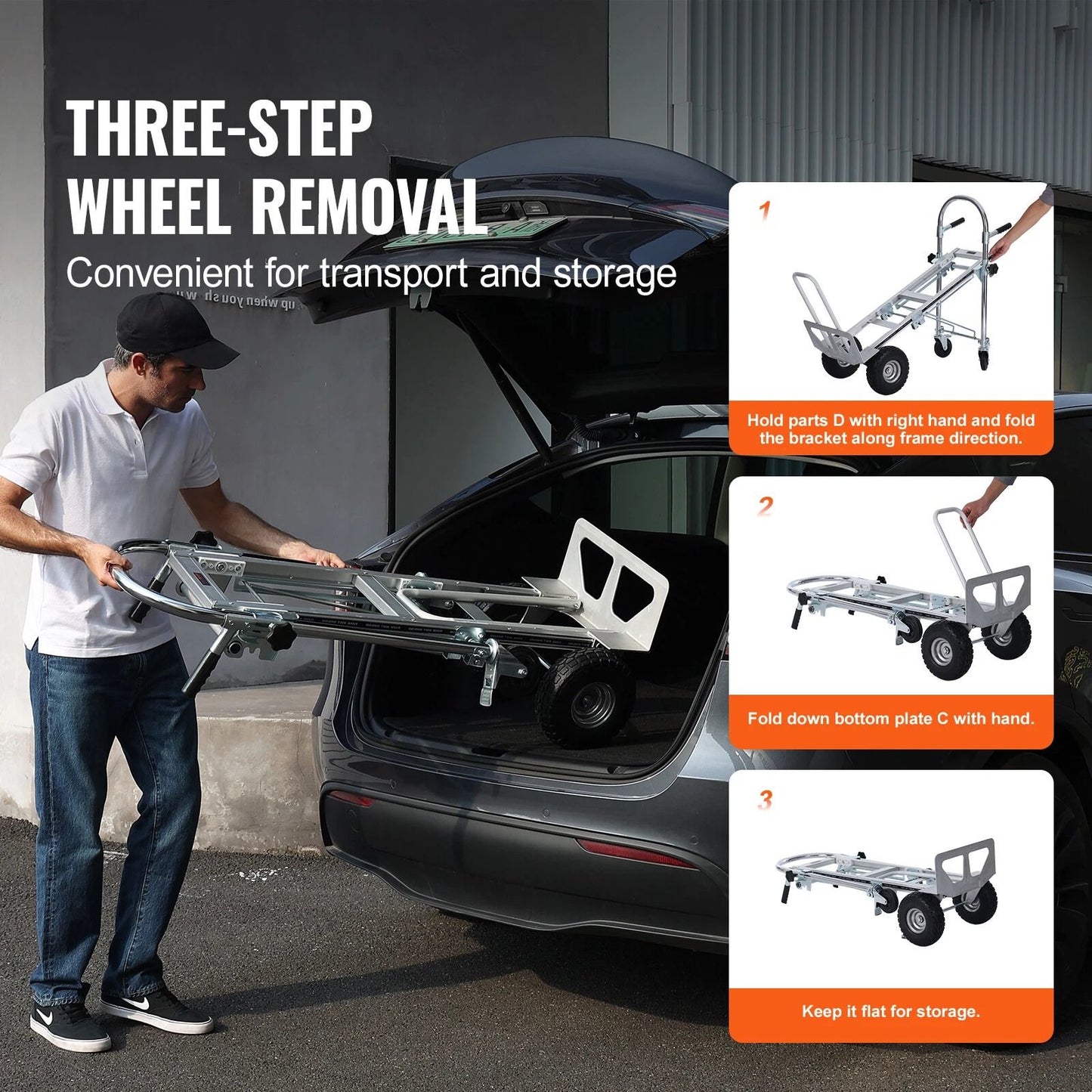 Heavy Duty 4in1 Aluminum Hand Truck  1000 Lbs Capacity Folding Dolly Cart For Easy Transport 2