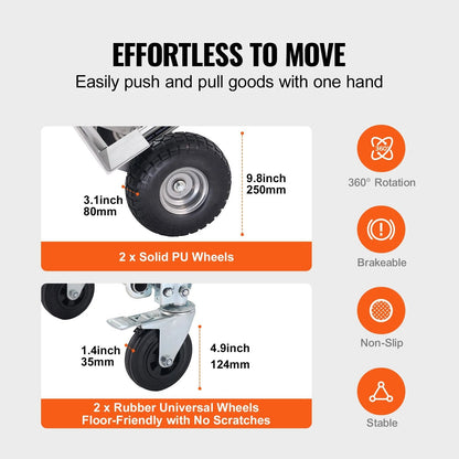Heavy Duty 4in1 Aluminum Hand Truck  1000 Lbs Capacity Folding Dolly Cart For Easy Transport 3