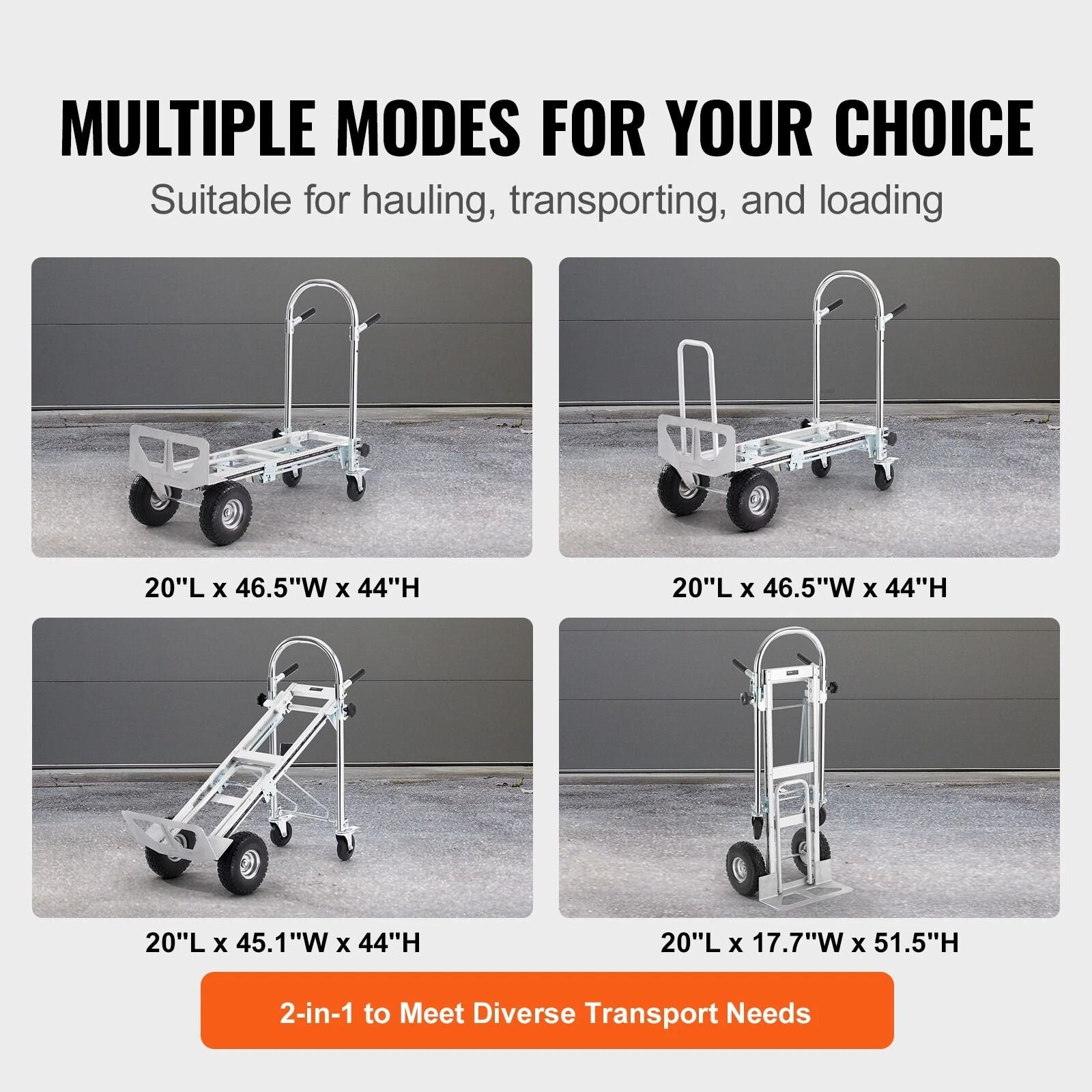 Heavy Duty 4in1 Aluminum Hand Truck  1000 Lbs Capacity Folding Dolly Cart For Easy Transport 4