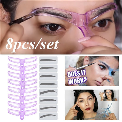 8 In 1 Reusable Eyebrow Stencil Kit Brow Stamp Template  Shape Set For Perfect Eyebrows 1