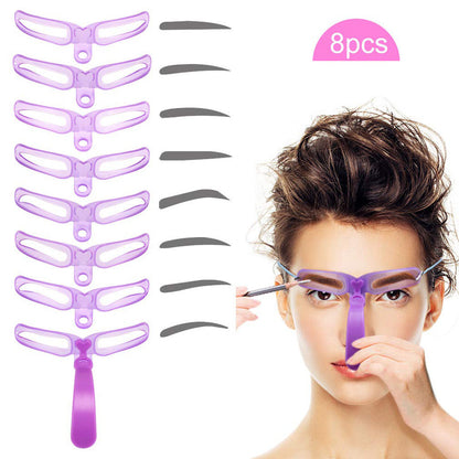 8 in 1 Reusable Eyebrow Stencil Kit Brow Stamp Template & Shape Set for Perfect Eyebrows