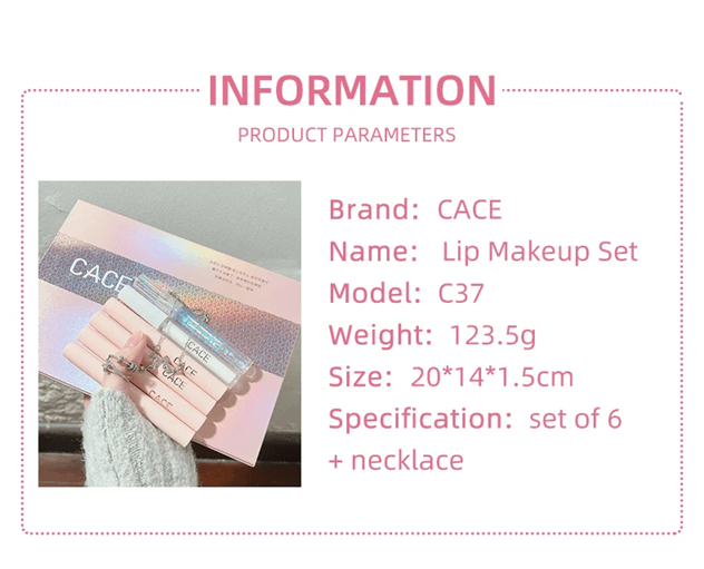 CACE 4in1 Matte Liquid Lipstick Gift Set  LongLasting Lip Color With Lip Gloss Plumper  Necklace 2