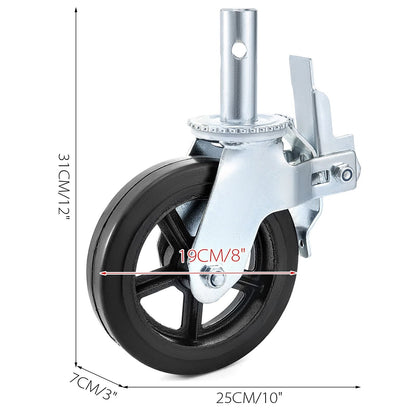 HeavyDuty 4PCS Scaffolding Casters 8 X 2 Locking Wheels  138 4400LBS Capacity  Black Industrial Whe 8