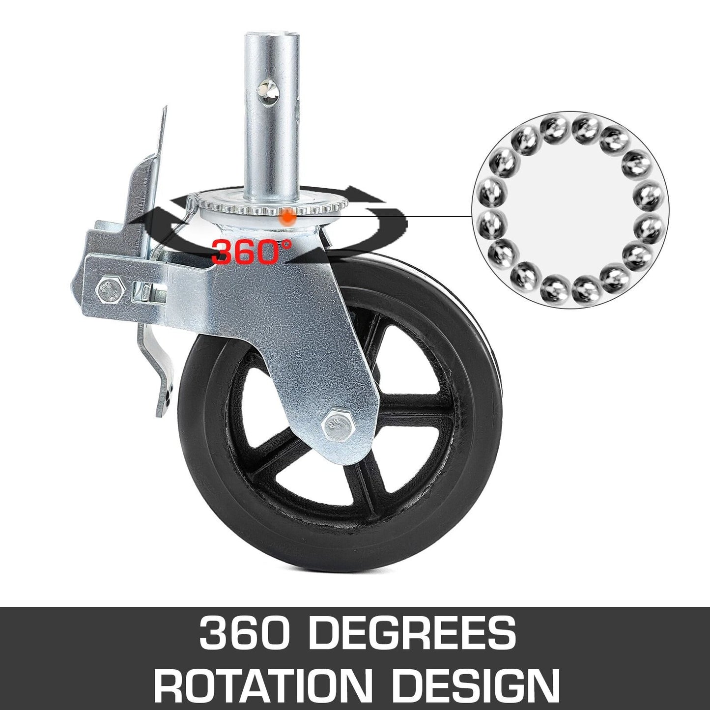 HeavyDuty 4PCS Scaffolding Casters 8 X 2 Locking Wheels  138 4400LBS Capacity  Black Industrial Whe 6