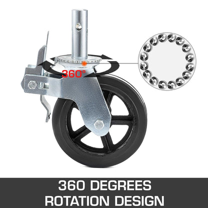 HeavyDuty 4PCS Scaffolding Casters 8 X 2 Locking Wheels  138 4400LBS Capacity  Black Industrial Whe 6
