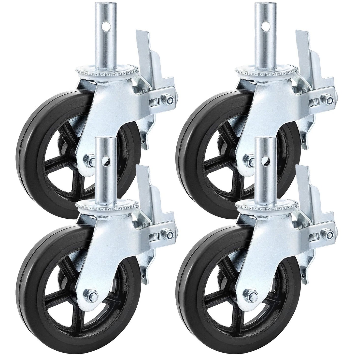 HeavyDuty 4PCS Scaffolding Casters 8 X 2 Locking Wheels  138 4400LBS Capacity  Black Industrial Whe 2