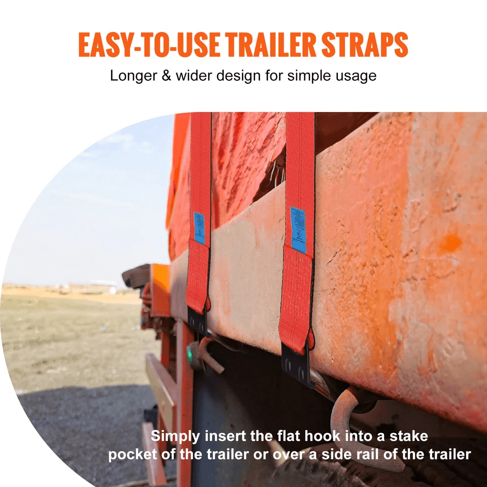 Heavy Duty Red Winch Straps Tie Down Truck Straps With Flat Bed Hooks 3