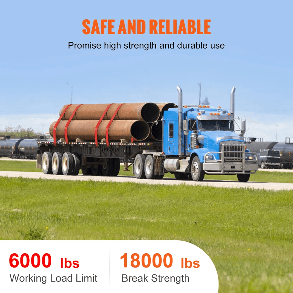 Heavy Duty Red Winch Straps Tie Down Truck Straps With Flat Bed Hooks 4