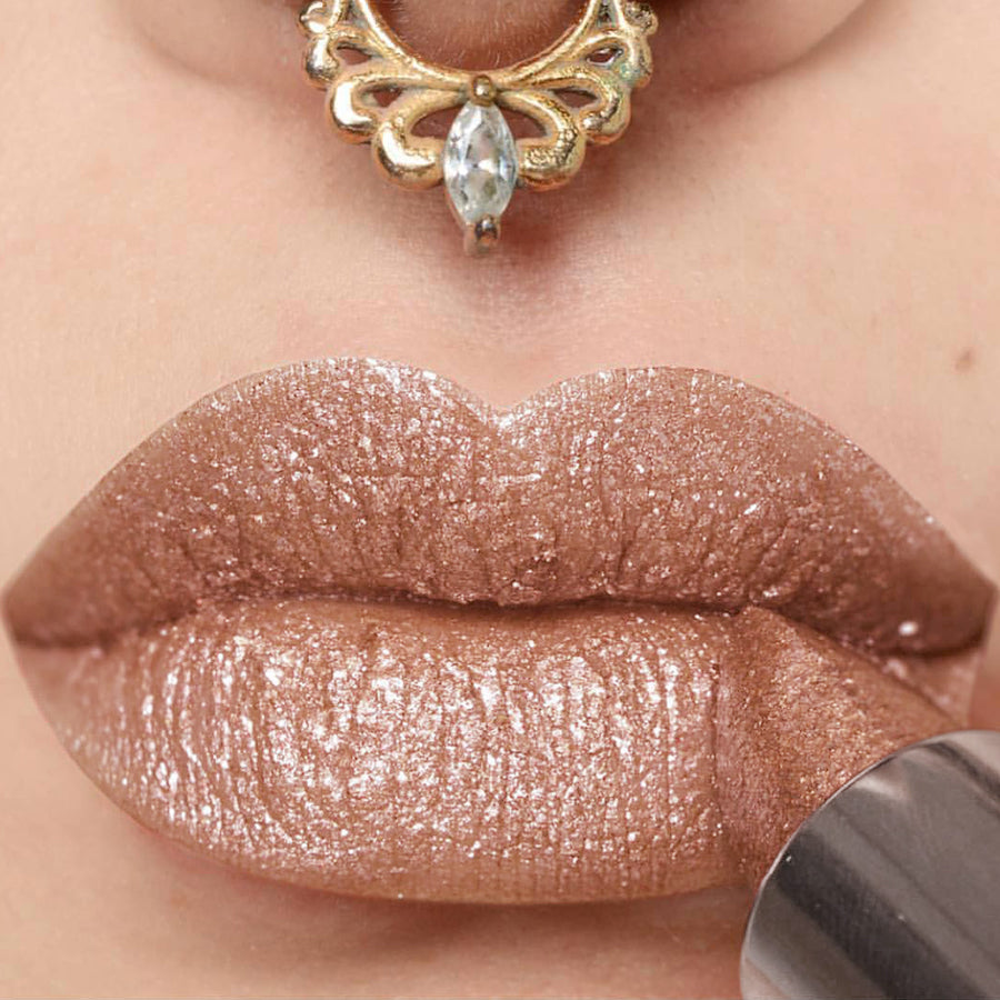 Bold & Intense Glitter Shiny Metallic Lipstick Pearlescent Lip Tint, Long Lasting Matte Lip Makeup