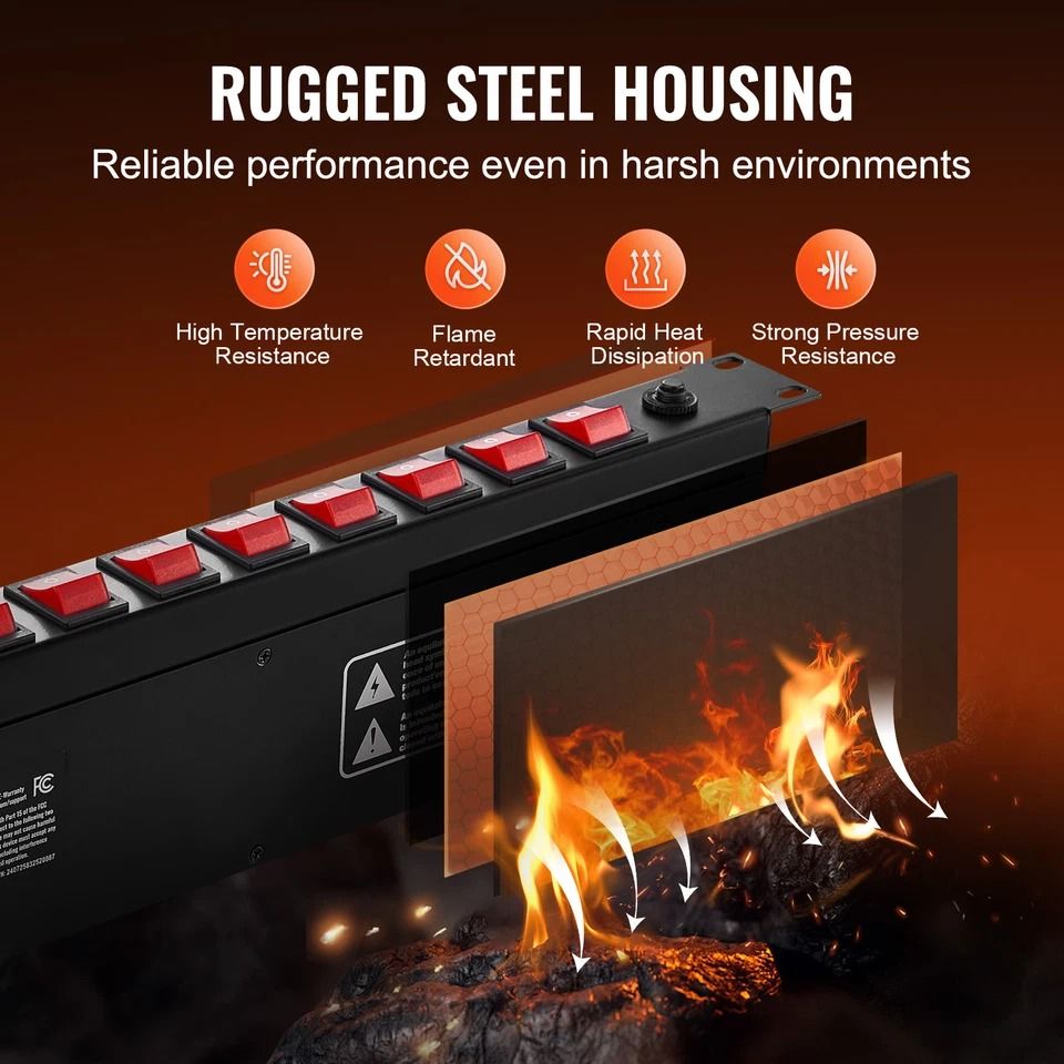 Rack Mount Power Strip 19 1U PDU 10 Outlets W Surge Protection  Overload Safety 5