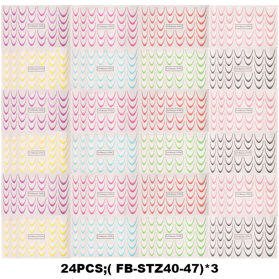 Nail Art Water Transfer Stickers, 8PCS Gradient French Tip Decals for Salon Quality Manicures, Easy DIY Application